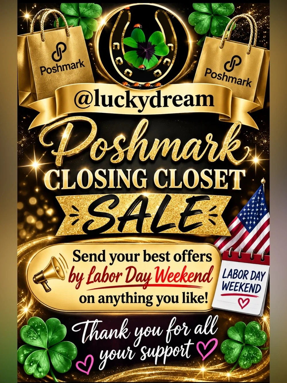 Posh Closing Closet Sale Send your best offers by Labor Day Weekend Tysm